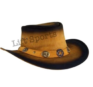 New Men's Stylish Cowboy Hat Western Original Genuine Cow Hide Leather - Picture 1 of 4