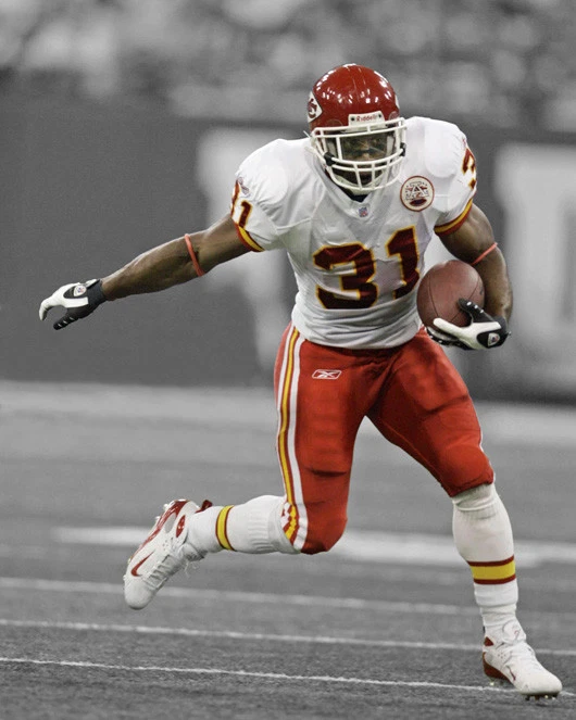 Póster de fútbol americano brillante 8x10 de los Kansas City Chiefs PRIEST HOLMES Foto 1 de 1