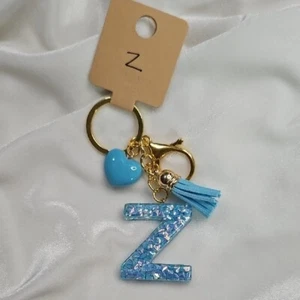 Anfangsbuchstabe "Z" blau Harz Schlüsselanhänger Herz Quaste Handtasche Anhänger - Bild 1 von 4