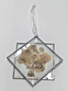 Atrapasol de vidrio biselado flores prensadas vintage ventana colgante Shabby Chic - Imagen 1 de 2