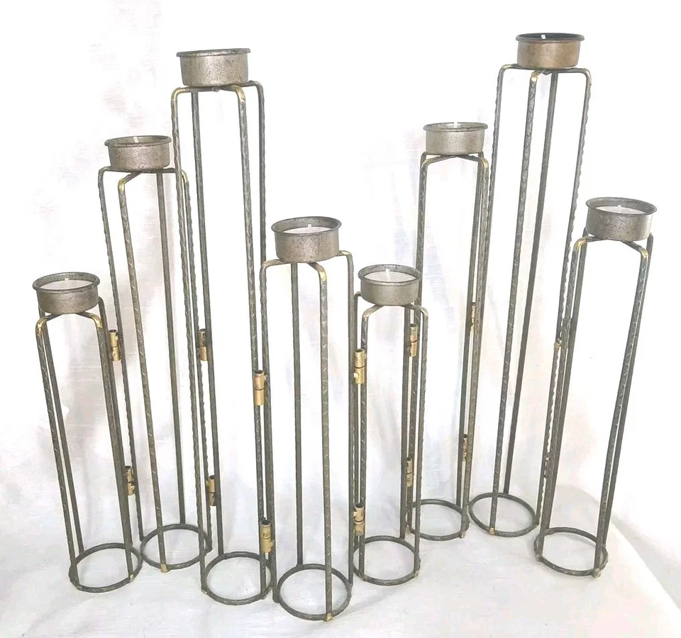 Candelabro torre de metal ajustable con bisagras rústico Ascencio 16" de alto Foto 1 de 4