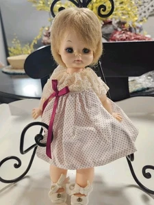 Vintage Horsman Doll Blonde Hair White And Red Dress 12 Inch Doll With Bloomers - Picture 1 of 5