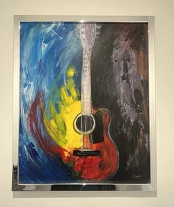 Opera D’arte - ESPLOSIONI SONORE - Acrilico Su Tela 40x50- Chitarra - Foto 1 di 12