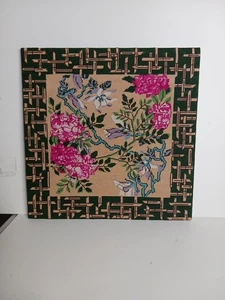 Vintage Petite Needlepoint Embroidery Textile Tapestry Flowers - Picture 1 of 7