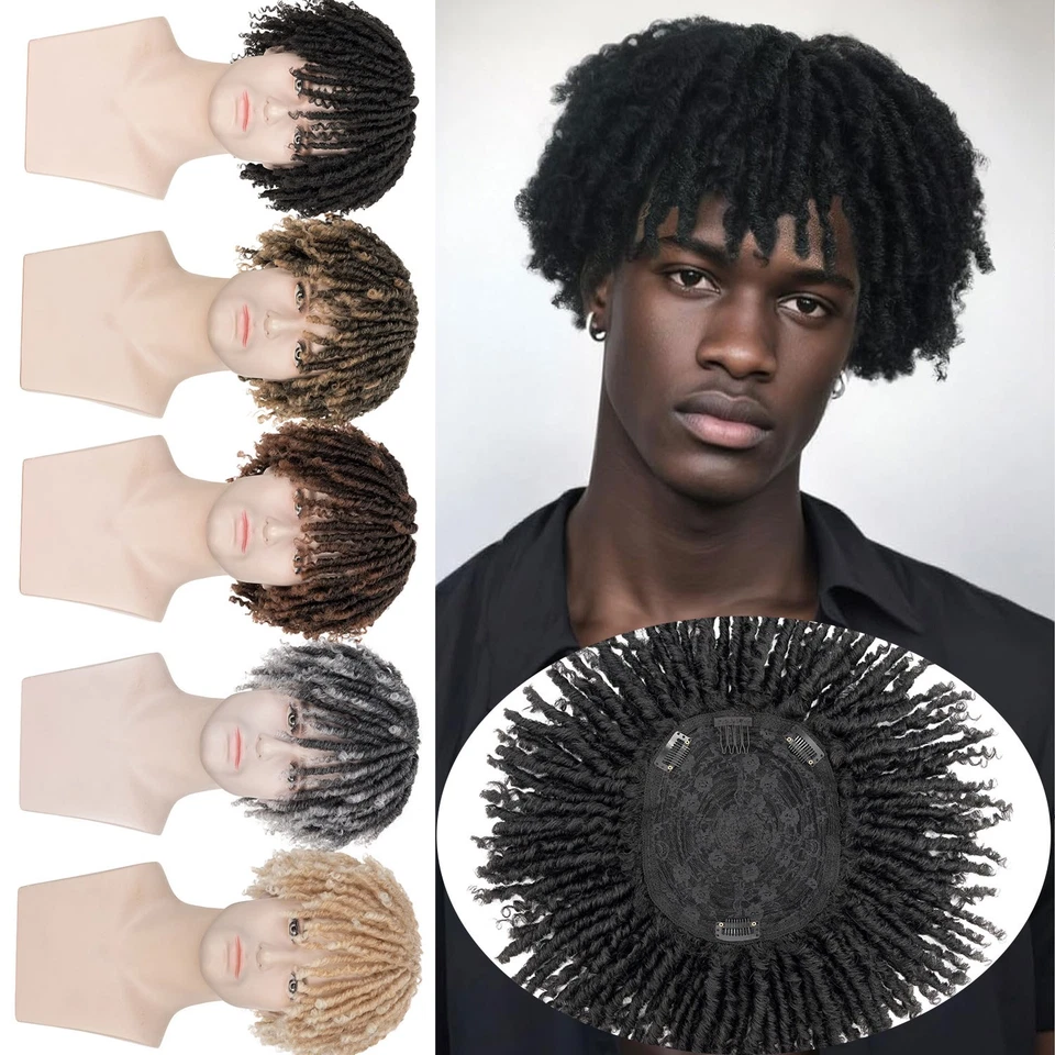 EUA Dreadlock Toupee para Homens Topper de Cabelo Curto Trançado para Mulheres Cabelo Afro Encaracolado - Imagem 1 de 4