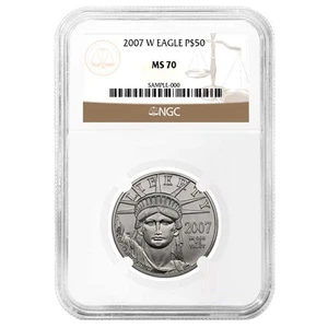 American Platinum Eagle 2007-W $50 1/2 oz bruñido NGC MS70 etiqueta marrón - Imagen 1 de 3