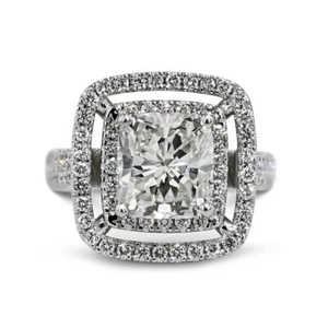 3.00 Carat Cushion Cut Lab Grown Diamond Ring for Engagement in 14K White Gold - Picture 1 of 6