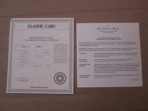 Danbury Mint Paperwork 1957 Studebaker Golden Hawk - Picture 1 of 3