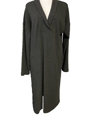 Liz Claiborne Womens DressTunic Large Charcoal Sweater Packets Relax Cozy Soft - Image 1 of 4