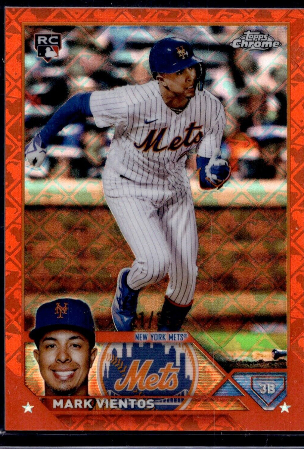 2023 Topps Chrome Logofractor Mark Vientos METS #8 Orange RC Refractor /25