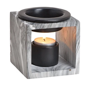 Duftlampe 10x10cm Keramik Marmoroptik Schwarz Öllampe Aromalampe Tischdeko Duft - Bild 1 von 2