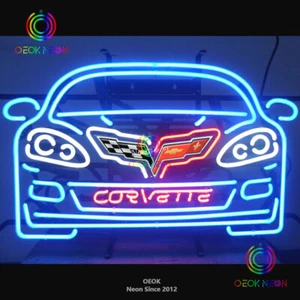 Chevrolet Corvette C6 Dream Car Garage Real Glass Neon Sign Decor Beer Bar Light - Picture 1 of 3