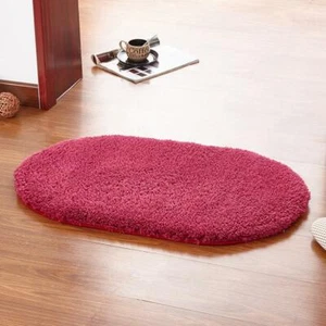 Solid Oval Area Rug Soft Carpet Bedroom Bedside Plush Floor Rugs Anti-slip Mat - Picture 1 of 30