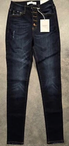 Kancan Womens Jeans Curvy Skinny Blue Denim Button Fly Mid Rise 23 NWT - Picture 1 of 4