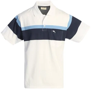 Platoon Mens Regular Fit Striped Polo Shirt with Pocket - E380 White - Picture 1 of 1