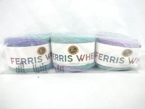 Package of 3 Cakes Lion Brand Ferris Wheel 100% Acrylic Yarn Cotton Candy New - Picture 1 of 5