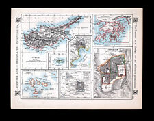 1921 Johnston Map Cyprus Jerusalem Peking Tokyo Hong Kong City Plans China Japan