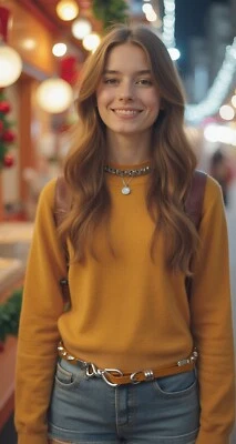 Women Skinny Band Brown Braided Business Casual Belt Silver Metal Hook Buckle M - Image 1 of 4