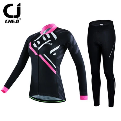 CHEJI Велоспорт Джерси длинным рукавом брюки отражательный женщин Велоспорт одежды комплект - Изображение 1 из 4