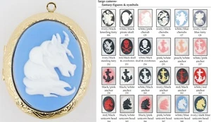 Large oval locket, fantasy figure & symbol cameos, with necklace options - Picture 1 of 4