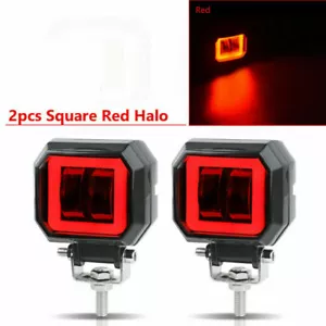 3inch LED Work Light Bar Spot Driving Fog Pods DRL Red Halo Offroad 4WD ATV SUV - Picture 1 of 11