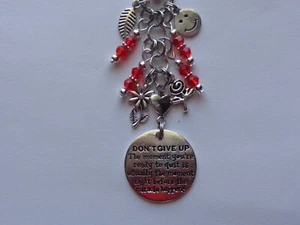 DON'T GIVE UP INSPIRATIONAL FLOWERS SMILE KEY CHAIN BAG CHARM BAG CHARM JJ CHARM - Picture 1 of 6