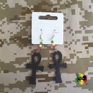 Ankh Cross Rastafari Symbol Of Eternal Life Jah Earrings Reggae Jamaica IRIE - Picture 1 of 3