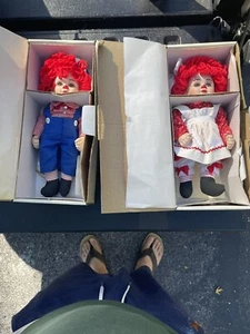 Marie Osmond Signed/numbered Twins Hansel & Gretel Porcelain "Rag" Dolls  - Picture 1 of 2