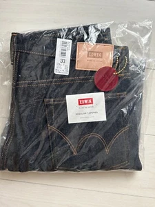 EDWIN REGULER TAPERED Denim 14.6oz Rainbow Selvedg Rigid Indigo Raw denim L32 - Picture 1 of 17