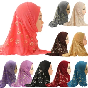 2-6Y Kids Girls Hijab Prayer Head Scarf Shawl Muslim Turban Wrap Headscarf Hijab - Picture 1 of 23