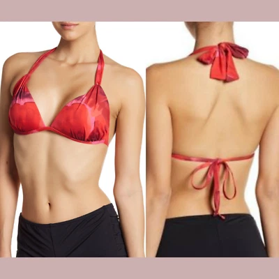 NWT $118 Tommy Bahama Poppy Red Floral Loop Strap Bikini Top [SZ Small ] #H703 - Imagem 1 de 4