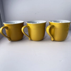 EMILE HENRY gelbe Kaffeetassen gestempelt 87,14 Made in France 3er Set Kreis - Bild 1 von 16
