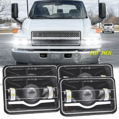 Faros LED 4x6" pulgadas haz alto bajo H4 DRL para GMC C4500 C5500 2003-2009 Foto 1 de 4