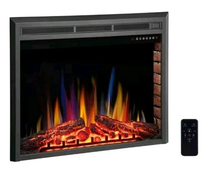 39 pol. 400 pés quadrados Inserção de lareira elétrica preta com controle remoto - Imagem 1 de 4