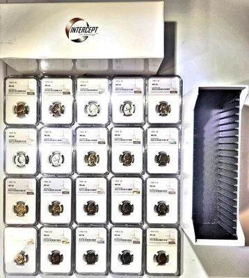 Jefferson Nickel 20-Coin Set - NGC Certfied - 1954 to 1969 - All MS 66 - Image 1 of 4