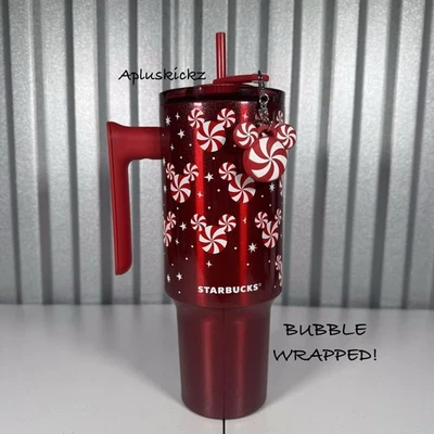 Vaso Starbucks Mickey Peppermint Navidad Parques Disney 2025 40 oz envoltura de burbujas Foto 1 de 4