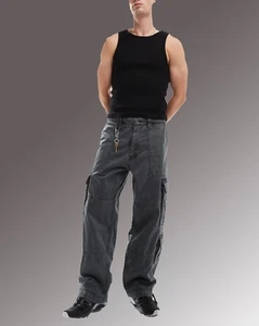 Abercrombie & Fitch Ultra Baggy Twill Utility Cargo Pant in Charcoal Men Size 31 - Picture 1 of 10