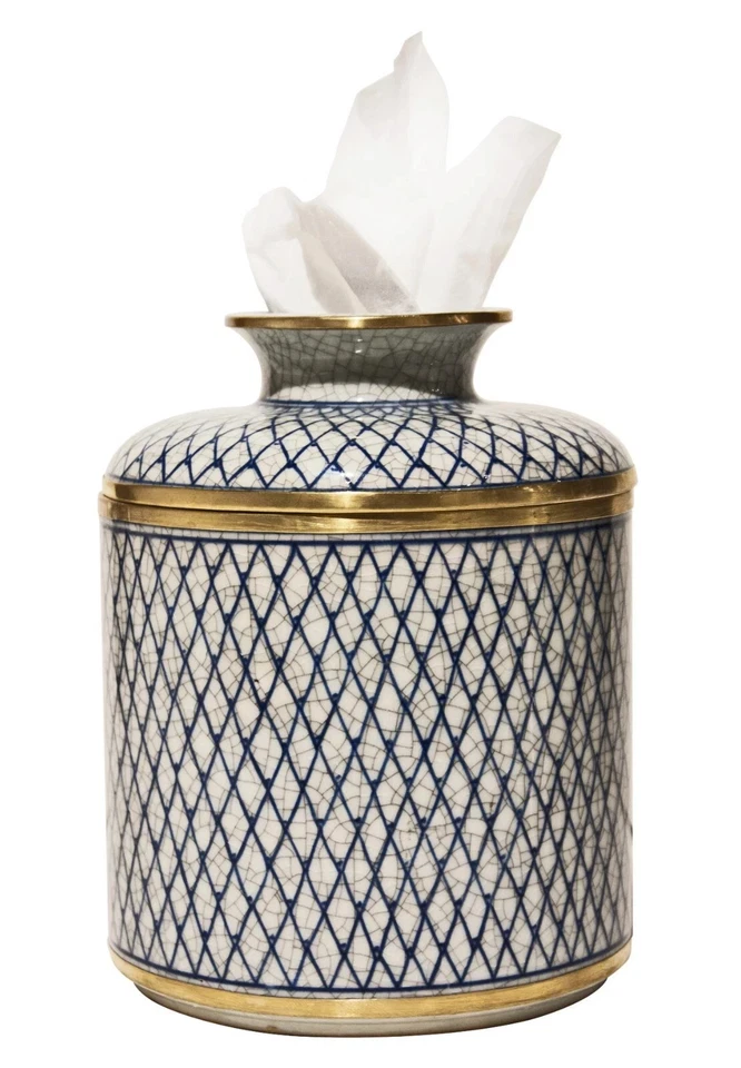 DIAMOND STYLE PORCELAIN TISSUE PAPER BOX COVER HOLDER - 5'' X 7''H - Image 1 of 1