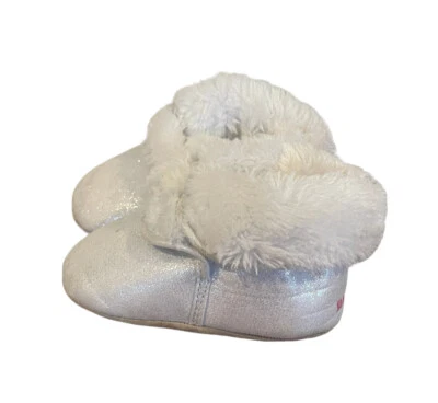 Surprize Stride Rite White Sparkle Faux Fur Booties 12-18 M Christmas Moccasin - Image 1 of 4