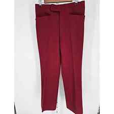 Vintage 1960s La Jolla Mens Sz 32x32 Thick Knit Polyester Pants Solid Red
