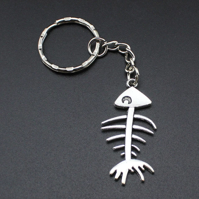 FISH BONE Fishbone silver color Keychain Bonez bass walleye Key Chain Fishing US - Изображение 1 из 1