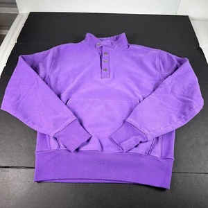 VTG Champion Reverse Weave Sweatshirt Medium Purple Button Up Mock Neck Sweater - Picture 1 of 14