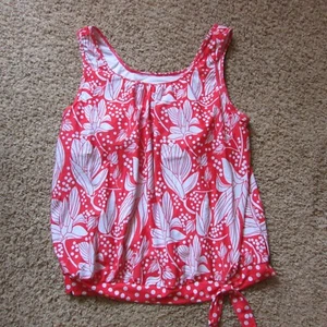 Reggiseno imbottito nuovo senza etichette 4x corallo e bianco tankini top mensola cravatta laterale più lunga collo a scoop - Foto 1 di 2