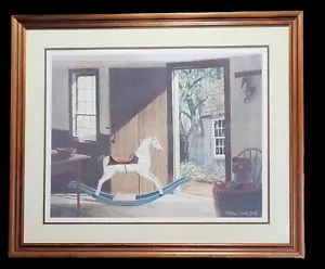 Mildred Sands Kratz Limited Edition #230/600 signierter Druck Schaukelpferd 1987 - Bild 1 von 9