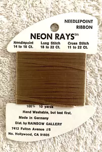 Rainbow Gallery Neon Rays Needlepoint Ribbon Rayon 1 Card 10 yards N 44 Taupe - Picture 1 of 6