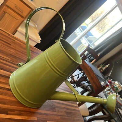 Green Metal Water Can Sprinkler Made In Turkey Houston Int’l Trading EUC 11”H - Image 1 of 4