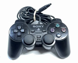 Sony PlayStation 2 PS2 PS1 Black Analog Dual Shock 2 Wired Controller SCPH-10010 - Picture 1 of 4