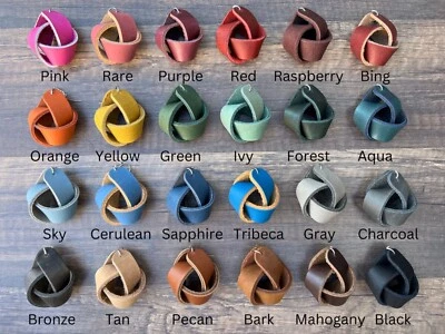 Large Leather Knot Earring Pairs Colorful Unique Options - Image 1 of 4