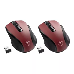 2 Pack Portable Wireless Mouse D-09 for PC Laptop Computer USB Cordless Mice Red - Picture 1 of 12
