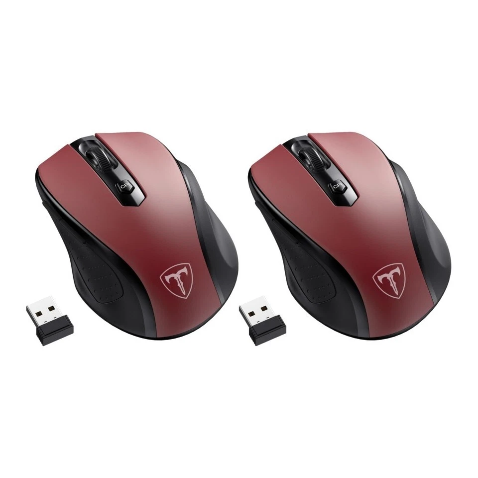 2 Pack Portable Wireless Mouse D-09 for PC Laptop Computer USB Cordless Mice Red - Image 1 of 4